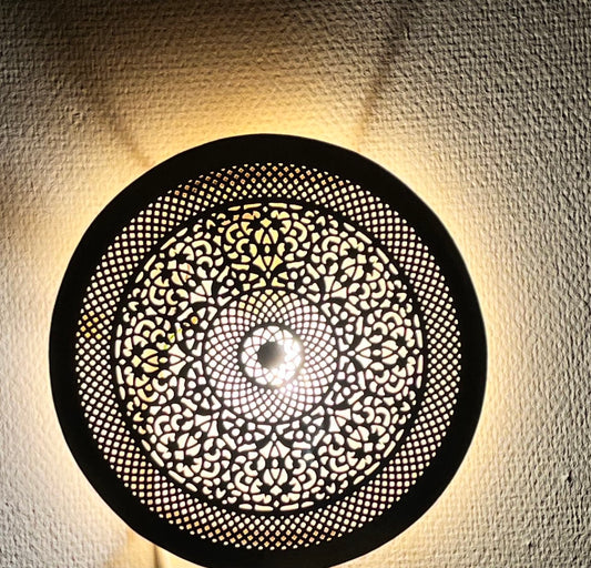 Orientalische Wandlampe Handgefertigte aus Messing 30x30cm Farbe Gold Aus Marrakesch