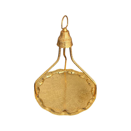 Türkisches Henkeltablett aus handgefertigtem Gold Kupfer, 35 cm – Originales, luxuriöses Teetablett aus der Türkei - Hamam Zubehör Düsseldorf