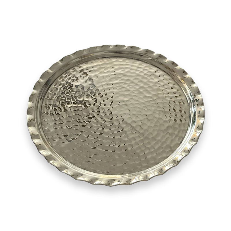 Hamam Zubehör: Orientalisches handgefertigtes Kupfer Serviertablett 28 cm, authentisches graviertes Küchenutensil aus der Türkei.-2