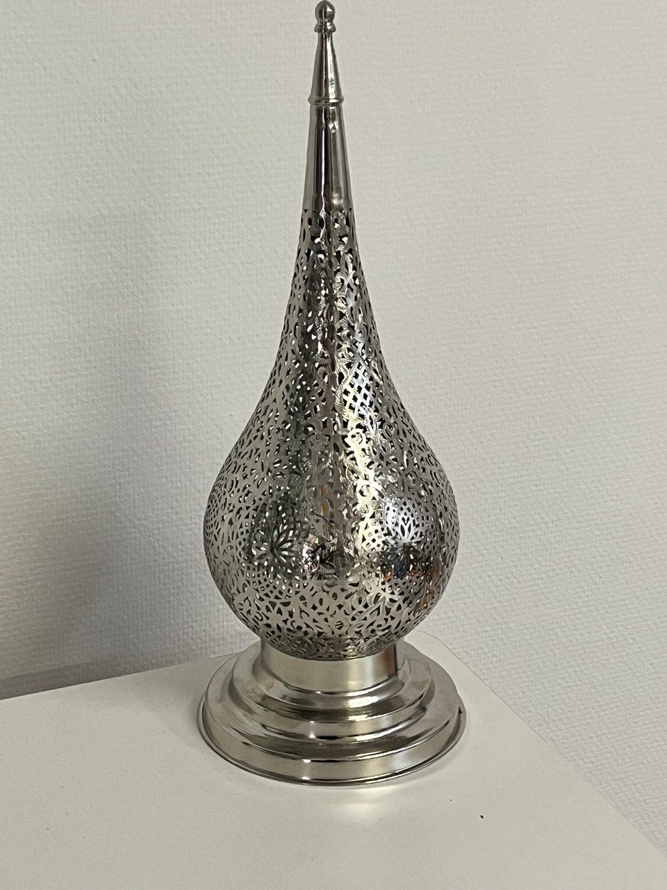 Orientalische Tischlampe/Nachttischlampe aus Kupfer Handgefertigte 40cm Silber