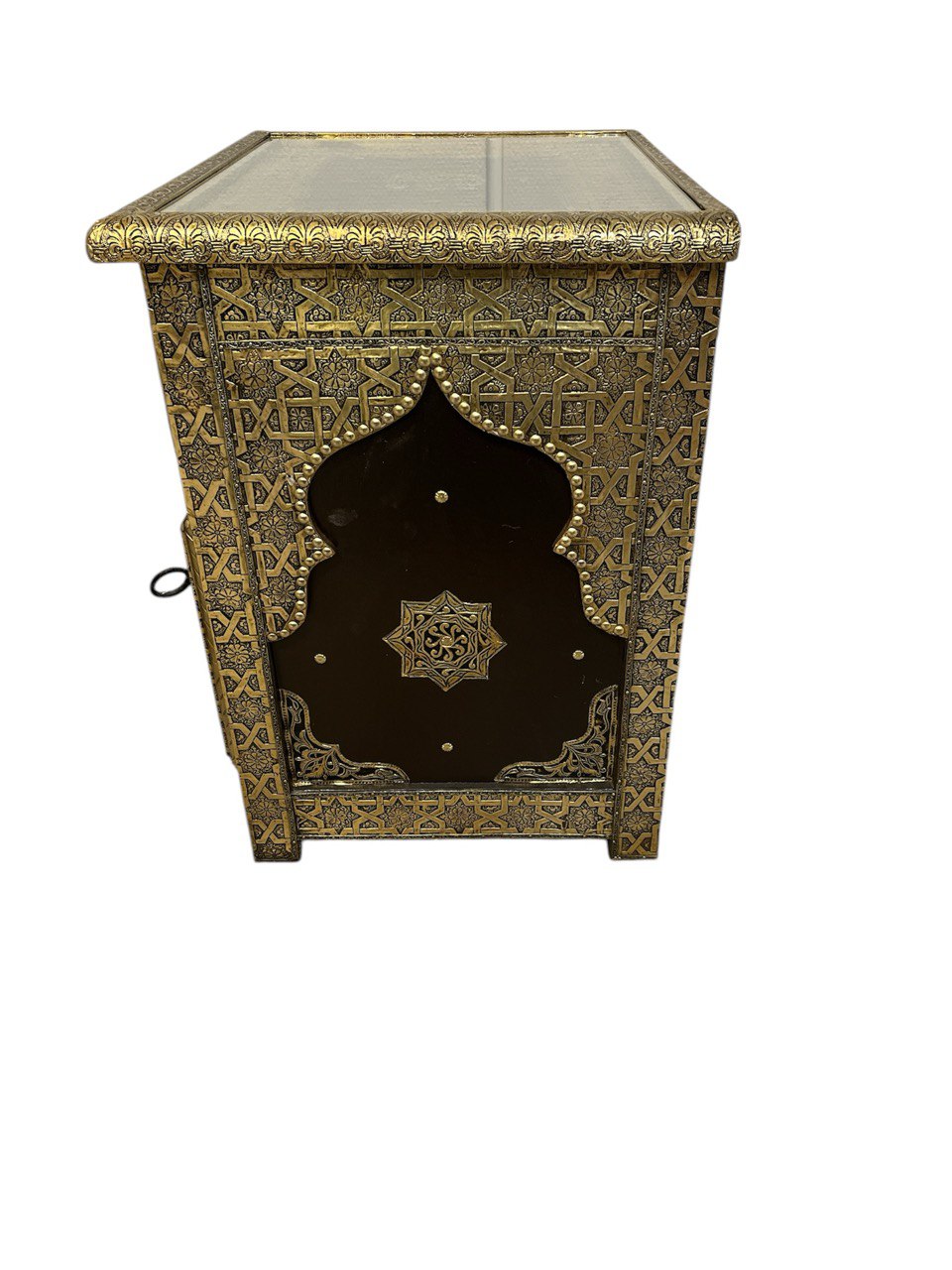 Orientalische Handgefertigte Messing mit Holz Kommode Luxus