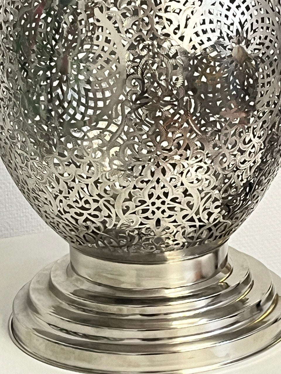 Orientalische Stehlampe Handgefertigt 100cm Silber aus Kupfer