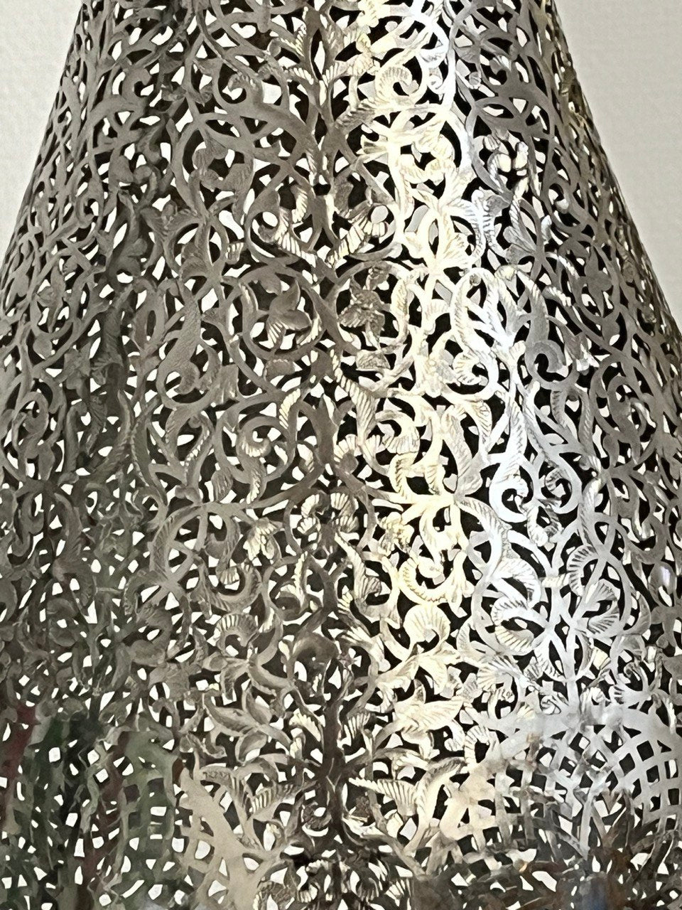 Orientalische Stehlampe Handgefertigt 100cm Silber aus Kupfer