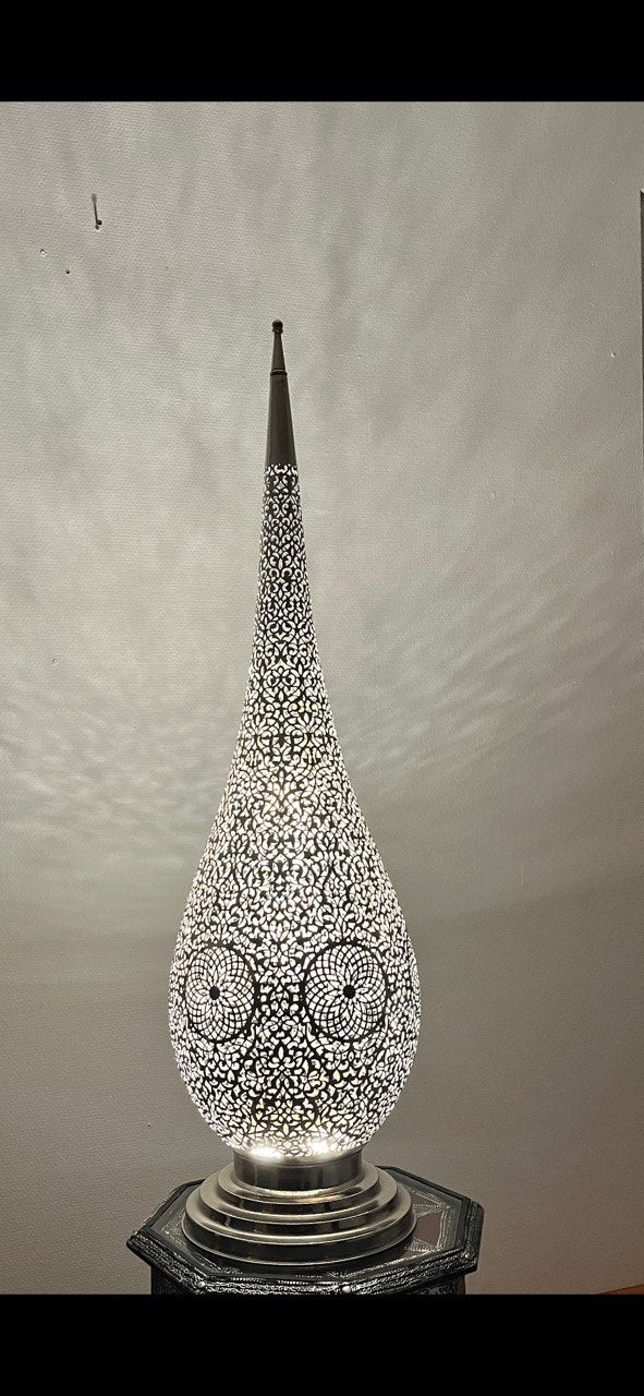 Orientalische Stehlampe Handgefertigt 100cm Silber aus Kupfer